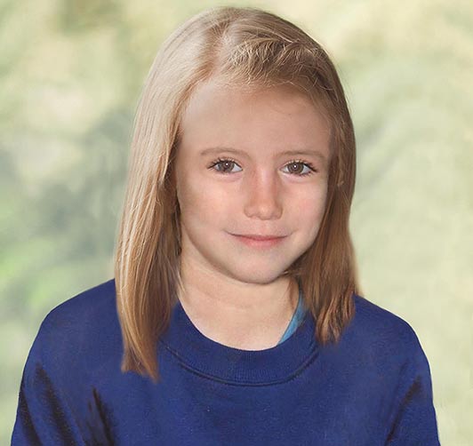 The picture, created with the McCann family, shows how Madeleine would look aged nine