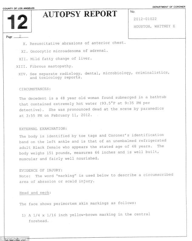 Whitney Houston autopsy report Page2