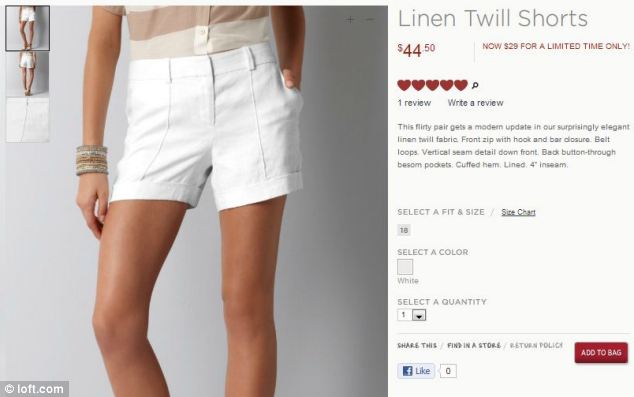 Advertising the brand's Linen Twill Shorts, the model appears to have a jarring thumb popping straight out of her wrist, with the rest of her hand in the front pocket