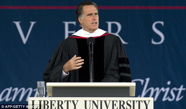 Mitt Romney told the Liberty University commencement that marriage is an “enduring” institution that's reserved for one man and one woman