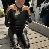 Philippe Croizon swam from Papua New Guinea to Indonesia with long-distance swimmer Arnaud Chassery and a local man who joined them to show his support