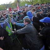 Protesters against Russian President-elect Vladimir Putin have clashed with police in the capital Moscow, ahead of his inauguration on Monday for a third term