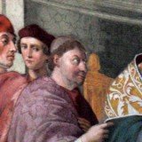 Raphael’s 1511 painting depicts Pope Gregory IX, but in the background, you can see Sylvester Stallone look alike peaking over the Pope’s shoulder
