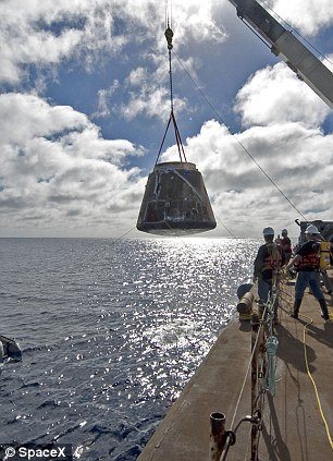 SpaceX Dragon cargo capsule has splashed down in the ocean off the California coast