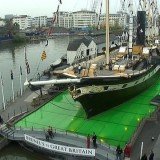 The ss Great Britain's glass "sea" has been covered with 55,000 litres of jelly which will be lit from below after sunset