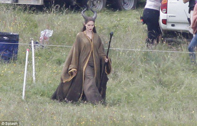 Angelina Jolie is certainly in need of regular touch-ups for her latest role and was spotted being pampered on the set of Maleficent in Buckinghamshire