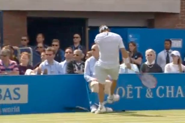 David Nalbandian was disqualified from the Aegon Championships final after injuring a line judge by kicking an advertising board into his shin