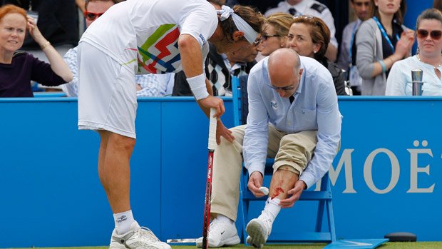 David Nalbandian was leading Marin Cilic at Queen's final when he kicked a panel in front of Andrew McDougall's seat