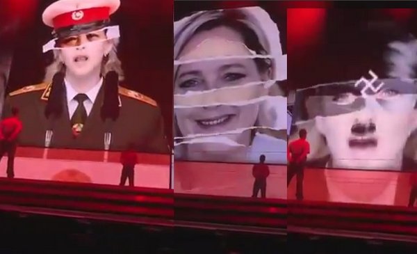 Madonna was today threatened with legal action and accused of being an ageing self-publicist after she depicted Marine Le Pen, the head of France’s National Front, as a Nazi during a concert in Israel