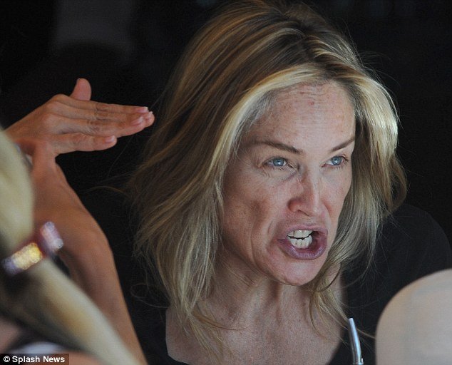 Sharon Stone was looking distinctly tired and washed out as she went out for lunch in Los Angeles yesterday