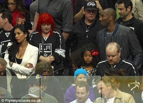 Vanessa and Kobe Bryant at a hockey game in Los Angeles on April 16 
