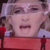 Madonna has spoken about an image used during her current MDNA tour which showed a swastika imposed onto the face of French politician Marine Le Pen
