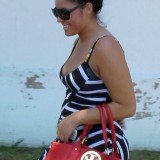 Myla Sinanaj stepped out showing off what appeared to be a baby bump on her way to meet friends at Five Guys burger joint