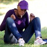 Brigitte Nielsen looked disorientated and appeared to be drunk as she smoked cigarettes and drank from what looked like a vodka bottle in a public park in Studio City