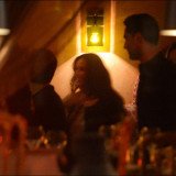 Demi Moore and her former co-star Stellan Skarsgard reunited last night among a party of guests at a restaurant in Stockholm