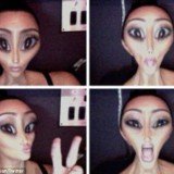 Kim Kardashian has seized the limelight again by posting pictures of what she would look like as an alien