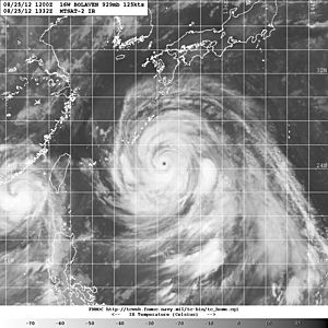Strong Typhoon Bolaven is heading toward the Japanese island of Okinawa