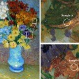 A layer of varnish added later to protect Van Gogh work Flowers In A Blue Vase is in fact turning the yellow to a greyish-orange color