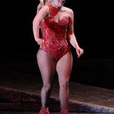 Lady Gaga has been sporting a much fuller figure of late, but she looked decidedly meaty as she took to the stage on Tuesday night in Amsterdam