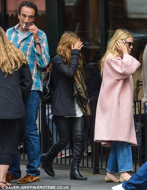 Ashley Olsen, her sister and Olivier Sarkozy at upscale eatery Sant Ambroeus in New York City's West Village