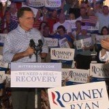 At a campaign rally in Florida, Mitt Romney said the Obama campaign had been reduced to petty attacks and silly word games
