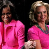 Michelle Obama and Ann Romney wear identical hot pink outfits at presidential debate