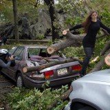 Brazilian glamour model Nana Gouvea has been slammed for posing against the trail of destruction left by Hurricane Sandy