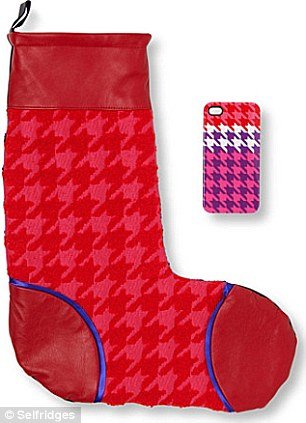 Henry Holland's funky pink and purple Selfridges Christmas stocking is super girly and even comes with an Iphone case