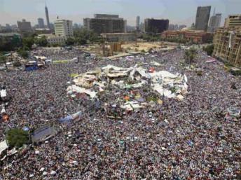Tens of thousands of people are holding a protest in Cairo against President Mohamed Morsi, who last week granted himself sweeping new powers in Egypt