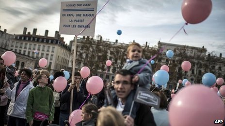 Tens of thousands of people have protested in France against plans to legalize same-sex marriage and allow gay couples to adopt