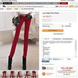 The Photoshop Disasters website posted a link to Romwe showing a pair of red trousers on the most unfeasibly long, skinny pair of legs