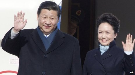Xi Jinping is accompanied by his wife, military singer Peng Liyuan, in his first overseas tour as China's president