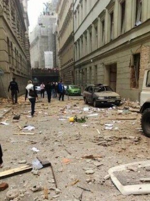A massive explosion has damaged a building in the centre of the Czech capital Prague
