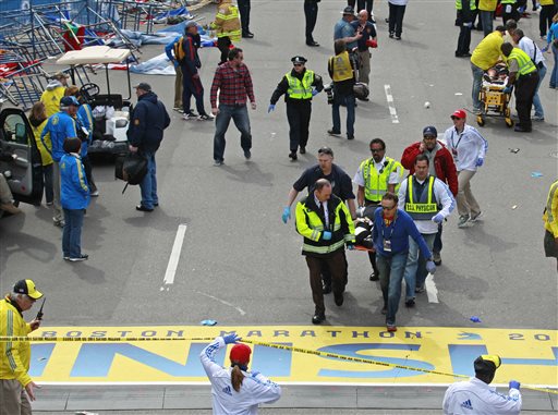 Boston Marathon explosions killed at least two people and injured up to 60 after two large bombs went off near the finish line of the famous race