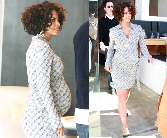 Halle Berry when she was pregnant with Nahla in 2008