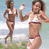 Jada Pinkett Smith in white bikini on Hawaii beach