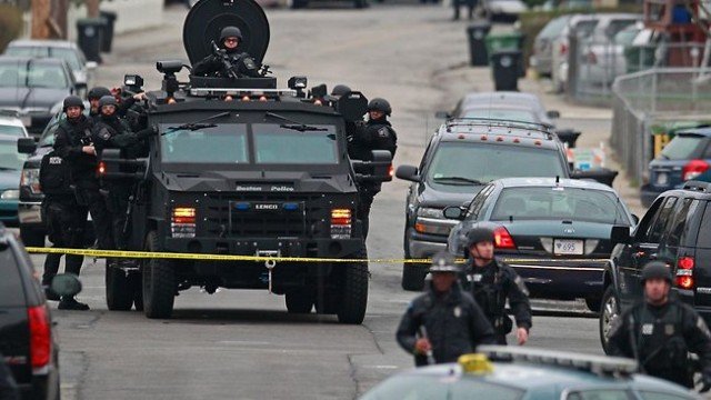 Large parts of the city of Boston remain in virtual lockdown amid a major manhunt for Dzhokhar Tsarnaev