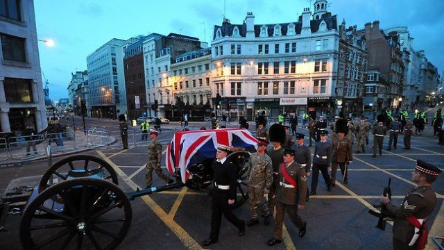 Margaret Thatcher will be given a funeral ceremony with full military honors before a private cremation on April 17