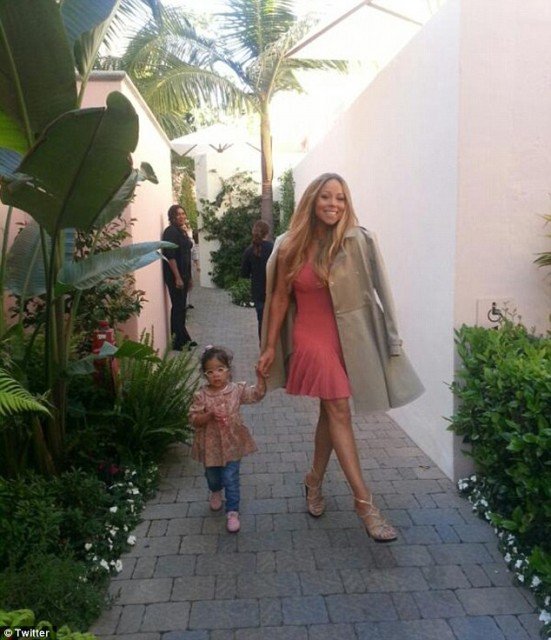 Monroe, 23-month-old, joined Mariah Carey as the singer left for a taping of American Idol