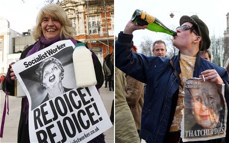 People who suffered from Margaret Thatcher’s brutal policies as PM were celebrating the Iron Lady’s death on the street