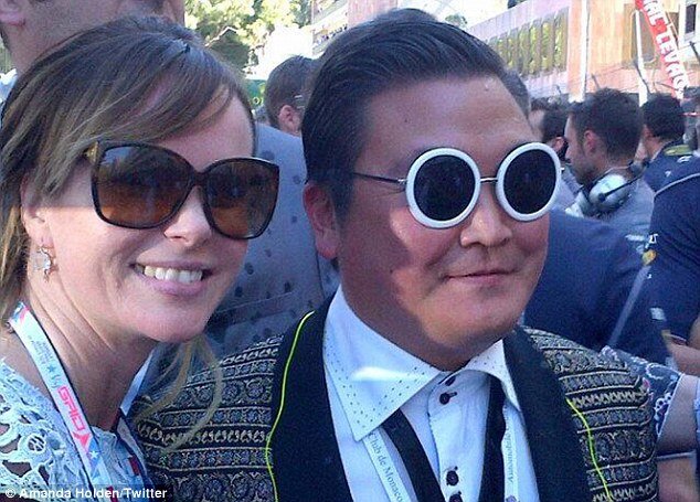 Amanda Holden posed with Psy lookalike Denis Carré at the Monaco Grand Prix