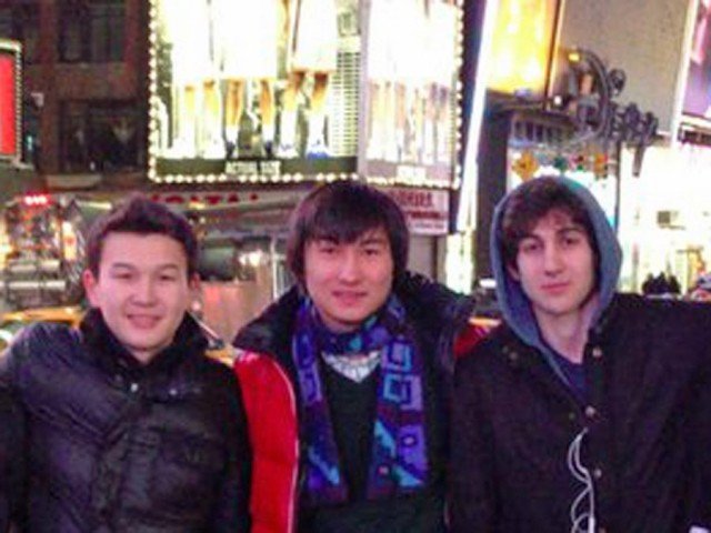 Azamat Tazhayakov, Dias Kadyrbayev and Dzhokhar Tsarnaev in Times Square last year