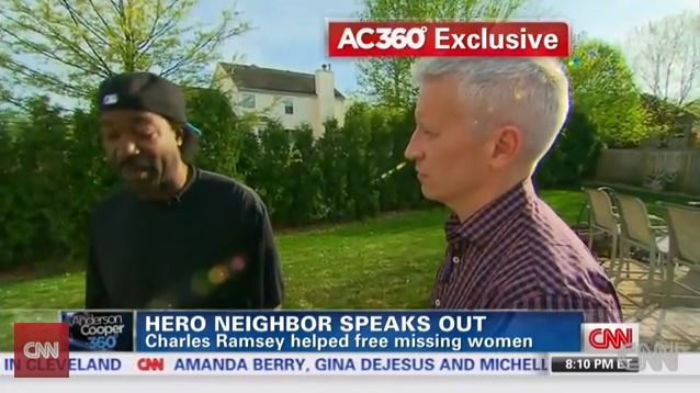 Charles Ramsey joined CNN’s Anderson Cooper to re-tell the events of the heroic evening which led to the freedom of Amanda Berry, Michelle Knight and Gina DeJesus