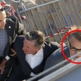 Christoph Waltz was left shaken last night after a man pointed a hand-gun at him during a live French news programme TV show and threatened to blow up a studio with a hand grenade