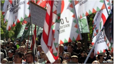 Hungary's far-right Jobbik party has staged a rally in the center of the capital in protest at the Budapest's hosting of the World Jewish Congress 