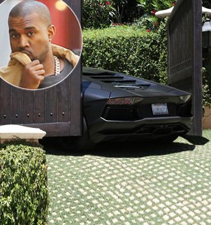 Kanye West's stunning $750,000 Lamborghini has been crushed after getting trapped in Kim Kardashian's electric gates