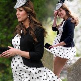 Kate Middleton was left red-faced after the gusts lifted up her polka-dot dress