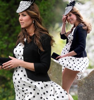 Kate Middleton was left red-faced after the gusts lifted up her polka-dot dress