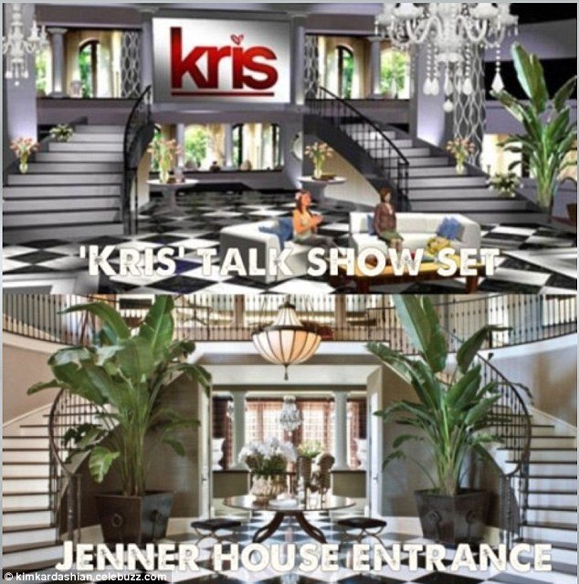 Kris Jenner has created a near duplicate of the Art Deco entrance hall in her Calabasas, California mansion for the set of her new chat show Kris, which premieres July 15