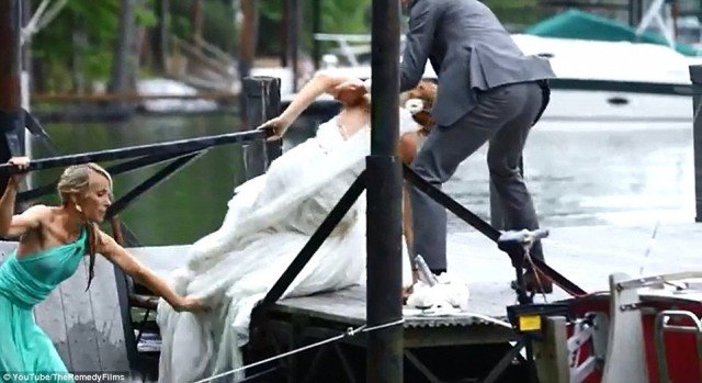 Patricia and Frank Fearon wedding party falls into Lake Lanier in Georgia